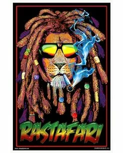 Brand new ❤️ Lion Rastafari Black Light Poster ✔️