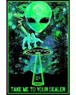 Best Pirce 🥰 Take Me to Your Dealer Alien Black Light Poster 😀