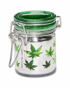 Flash Sale ⭐ Clear Leaf Print Stash Jar - 1.5 oz. ✔️