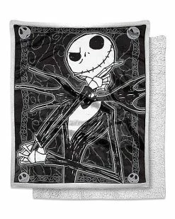 Coupon 😍 Dark Cover Jack Skellington Fleece Blanket - The Nightmare Before 🎁 Christmas 😀