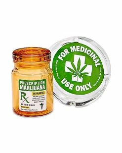 Budget 😍 Prescription Marijuana Stash Jar and Ashtray Set 🌟 -Gonesh shop 03391760 c