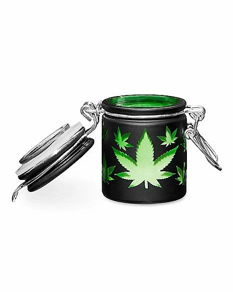 Wholesale ⭐ Matte Black Weed Leaf Stash Jar - 1.5 oz. ⭐ 2 Wholesale ⭐ Matte Black Weed Leaf Stash Jar - 1.5 oz. ⭐ - Image 2