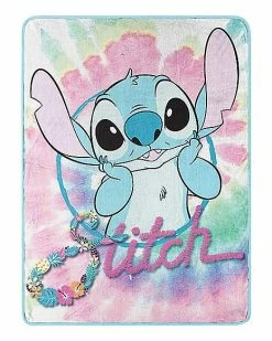 Discount ❤️ Stitch Floral Fleece Blanket - Lilo & Stitch ⭐