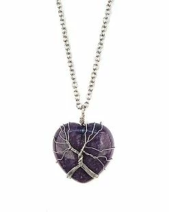 Discount 🛒 Amethyst Cage Stone Heart Necklace 👏