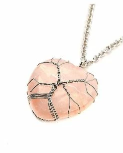 Cheapest 🔔 Rose Quartz Cage Stone Heart Chain Necklace ✔️ -Gonesh shop 03813615 b