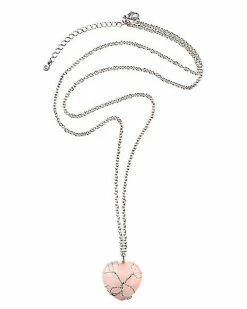 Cheapest 🔔 Rose Quartz Cage Stone Heart Chain Necklace ✔️ -Gonesh shop 03813615 c