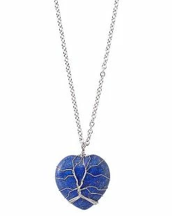 Best Pirce 🧨 Lapis Semi-Precious Stone Heart Chain Necklace 🎁
