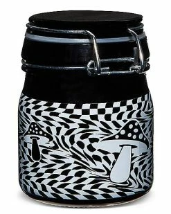 New ✨ Black and White 3D Mushroom Checkered Stash Jar - 5 oz. 😀 -Gonesh shop 03904638 c