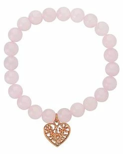 Deals 😀 Rose Quartz Heart Charm Bracelet 👏