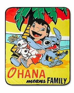 Cheapest 🎉 Ohana Double-Sided Fleece Blanket- Lilo & Stitch 🌟